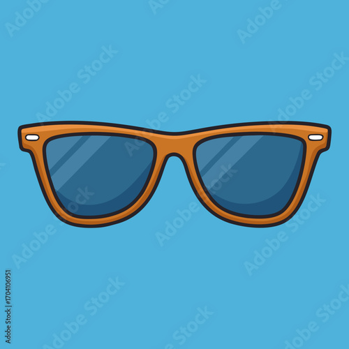 A stylish pair of sunglasses, set against a vibrant blue backdrop, radiates a sense of modern fashion and summer leisure.