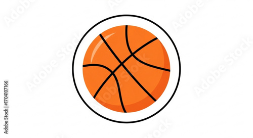 A vibrant orange basketball with black lines, centered in a white circle, a simple and sporty design