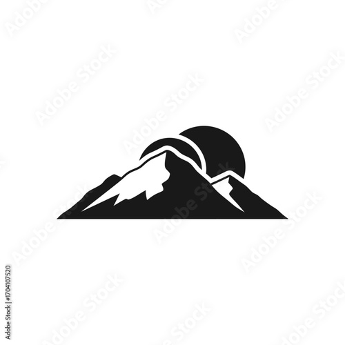 Egyptian pyramid and a snowy mountain landscape vector illustration