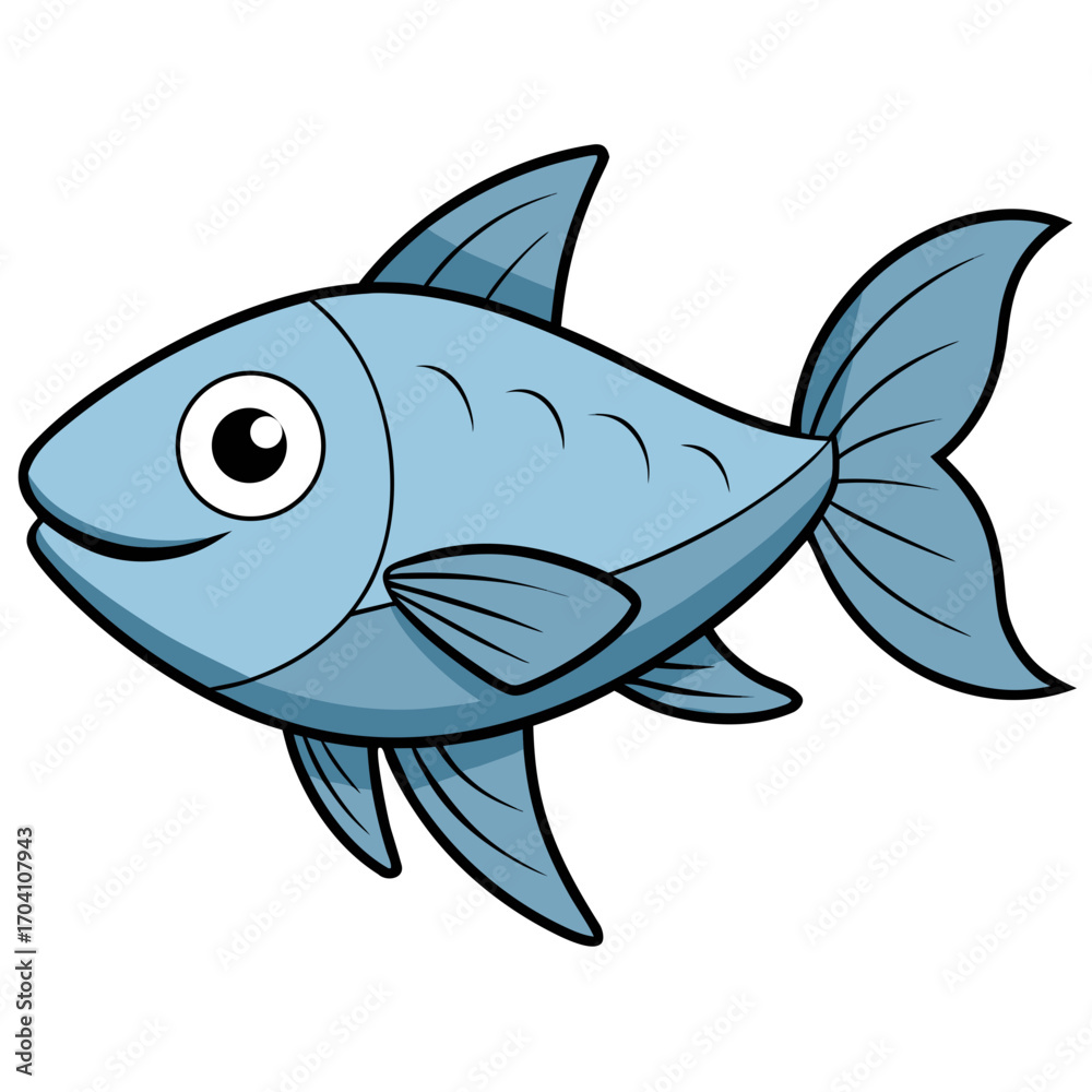 Obraz premium A charming cartoon illustration of a vibrant, smiling fish. 