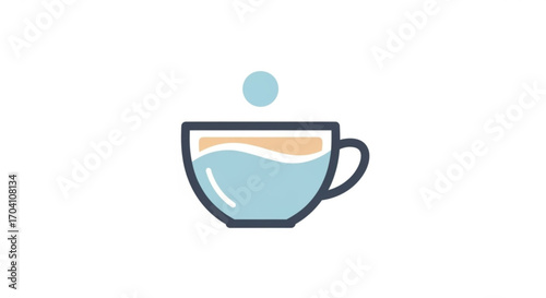 A minimalist vector illustration of a cup of tea, depicting a warm beverage, relaxation, and a moment of tranquility