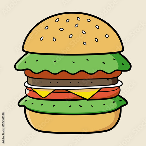 A juicy, fully-loaded burger, a culinary masterpiece, beckons with its fresh ingredients. A tasty and satisfying meal ready to be enjoyed.