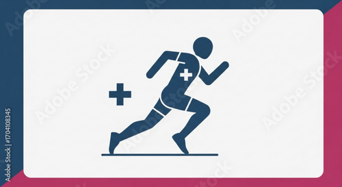 Illustration of a running athlete with medical cross, perfect for healthcare, fitness, and sports medicine themed designs