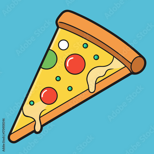 A mouthwatering slice of pizza, a culinary delight, perfectly portrays the iconic Italian dish, brimming with flavor and vibrant appeal. 