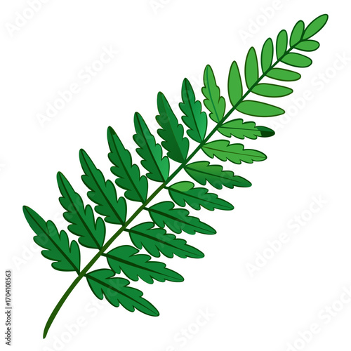 A stylized fern leaf, vibrant green and flourishing, its delicate fronds and textures create a sense of the natural beauty and intricacy.