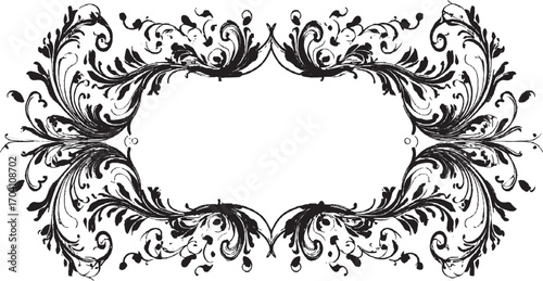grunge black and white frame vector design on transparent background