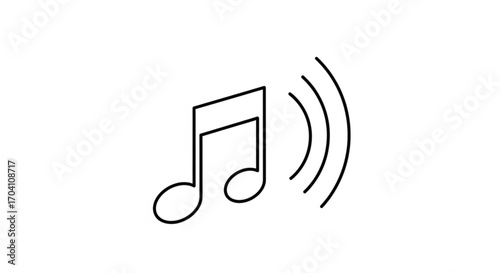 Illustration of a music note with sound waves, representing melody, audio, or musical expression in a simple design