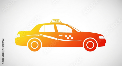 Taxi cab vector illustration in orange and yellow gradient modern taxi car design for transportation service concept