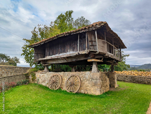 Horreo in Valdesoto village, Siero, Asturias, Spain