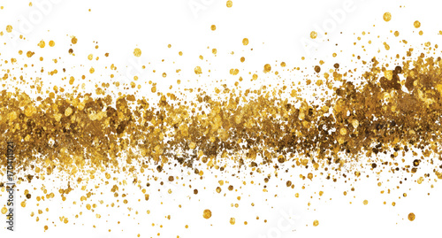Golden glitter grunge brush stroke, gold glitter paint brush stroke banner Gold Glitter Dust Falling with Sparkle Splatter Border and Foil Brush Stroke Frame on Transparent Background
