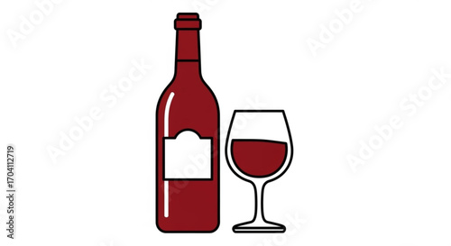 Elegant red wine bottle and glass, perfect for showcasing your brands vintage and sophistication in marketing materials