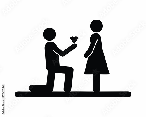 Man proposing marriage icon silhouette vector isolated on white background