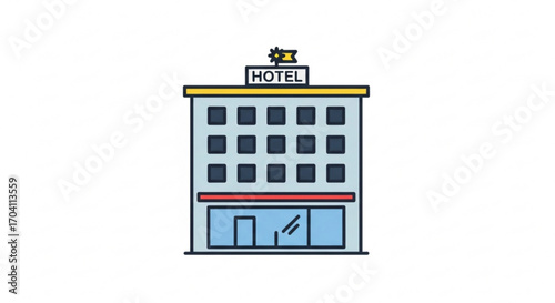 Hotel building with star on top concept of accommodation, lodging, hospitality and service for traveler