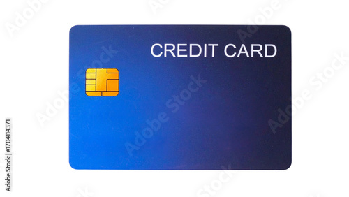 Sleek blue credit card with a prominent golden chip, symbolizing modern financial transactions and secure digital payments for consumer convenience and global commerce