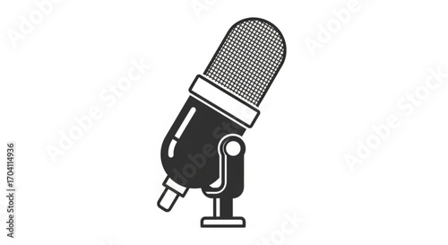 Vintage microphone icon, symbolizing audio recording, broadcasting, and classic sound equipment for voice and music