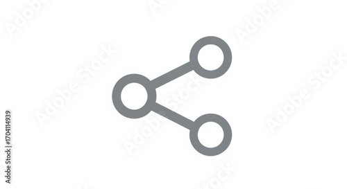 Grey share icon representing connection, networking, communication, distribution, and social media sharing in a minimalist design