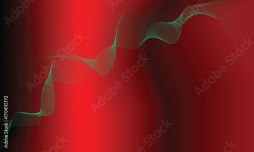 Abstract red gradient flowing light streaks with texture and bokeh effects vector