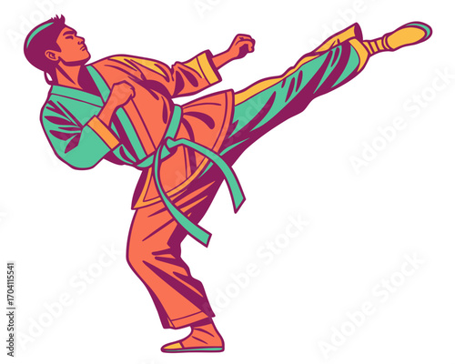 Karate fighter silhouette vector isolated on white background