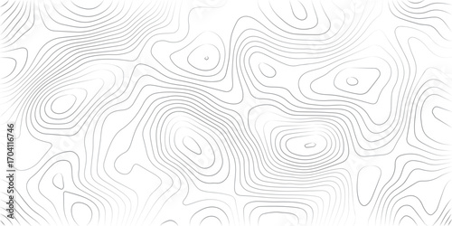Abstract geographic contour line background with topographic elevation patterns on white paper texture imitation
