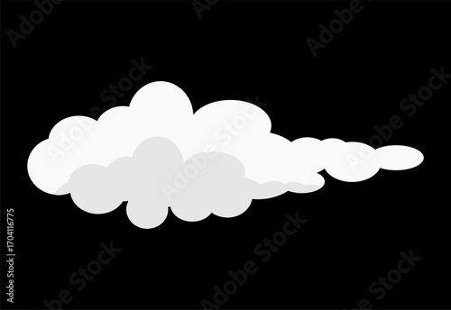 Flat vector illustration of the sun partially covered by clouds on a black sky background. Simple weather icon design for forecast apps, climate graphics, and educational materials