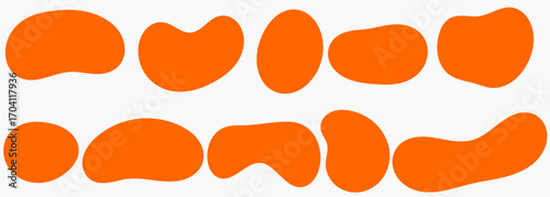 Abstract organic blob shapes set. Freeform fluid orange design elements. Modern amoeba style splashes. Geometric vector blobs and decorative banners for creative design.