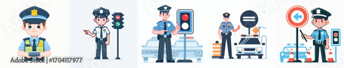 male police officer is regulating traffic