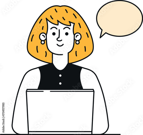 Young woman teleconferencing via laptop