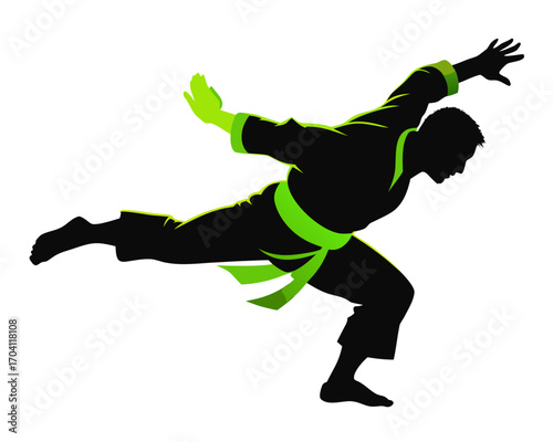 Judo throw silhouette illustration isolated on white background