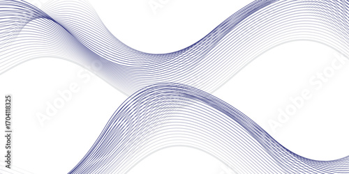 Produce a minimalist abstract pattern using interwoven curved lines in gradient tones of blue and gray, creating the illusion of depth and layered waves. The flowing geometry should suggest both 