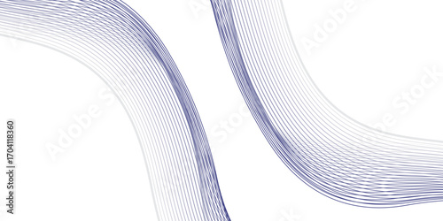 Generate an abstract vector illustration where thin, overlapping blue gradient lines sweep across the canvas in a rhythmic flow. The design should feel airy, balanced, and minimal, with the smooth cur