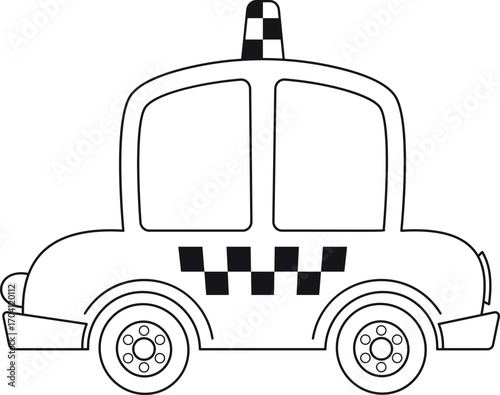 Taxi cab black-and-white car vector illustration
