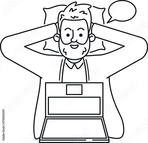 Man speaking online chat black-and-white