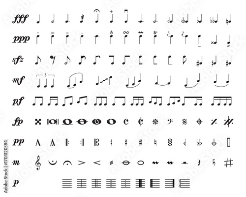 Set of musical notes - Music notes symbols - Black icons.