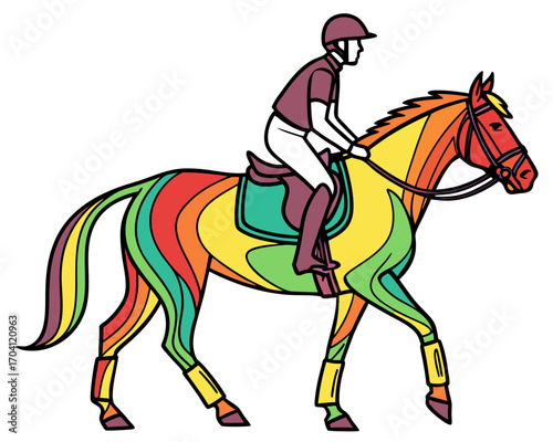 horse with rider silhouette vector isolated on white background