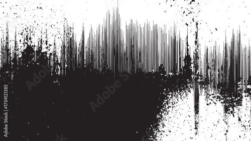Modern Vector Halftone Dots with Black Ink Splatter and Grunge Brush Stroke Texture, vector design on transparent background