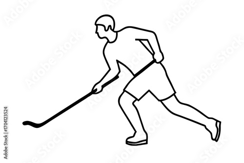 line art Hockey player silhouette illustration  isolated on white background