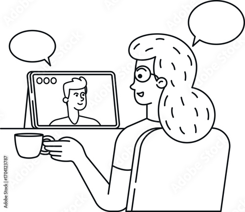 Man woman online dating black-and-white