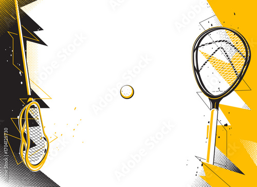 Lacrosse stick and ball background design. Sport concept
