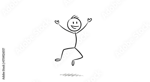 Happy Stick Figure Jumping with Joy and Excitement