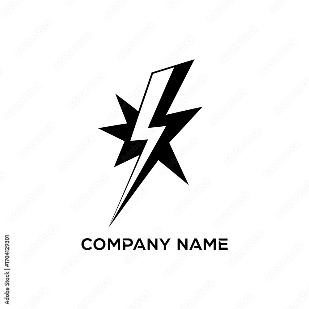 Obraz premium Dynamic lightning bolt and star logo design vector illustration.