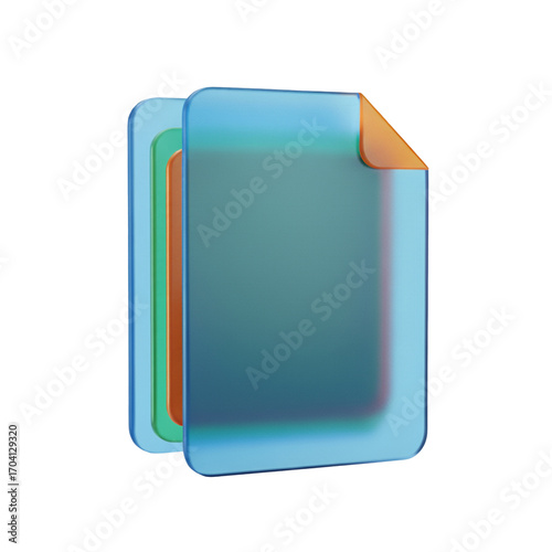 A 3D file icon featuring a glass effect, set against a white background.