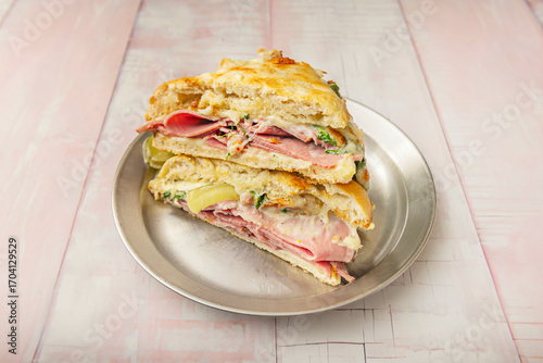 фотографія Mortadella and Pistachio Sandwich: Premium Italian cold cuts with stracciatella