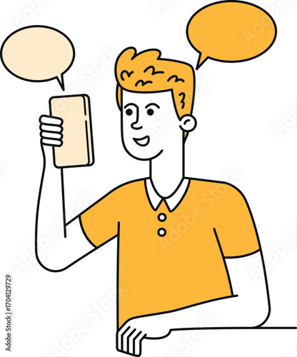 Student holding smartphone video call