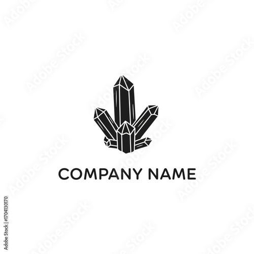 Minimalist black crystal cluster logo design icon.