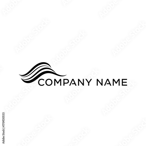 Simple black abstract wave logo design for company name branding.
