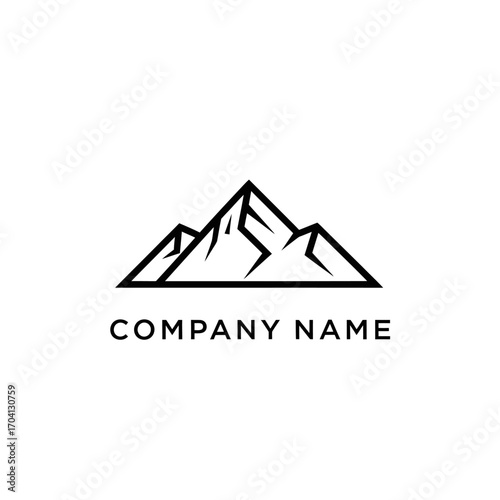 Simple mountain logo design for outdoor adventure company with clean lines.