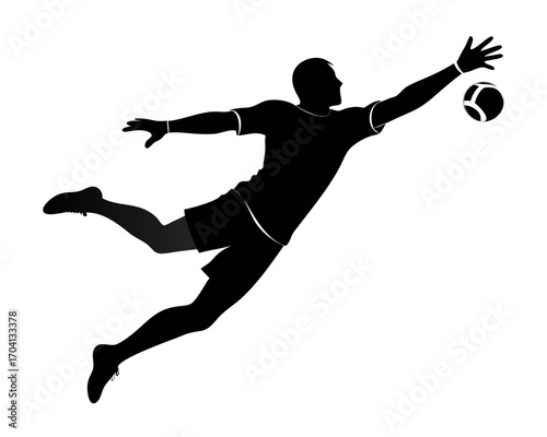 Football goalkeeper save silhouette illustration  isolated on white background