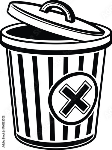 Eco-Friendly Trash Bin with Green Recycling Symbol for Environmental Campaign