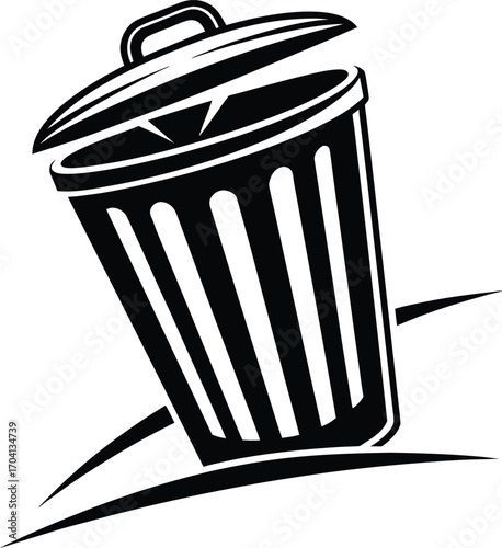 Eco-Friendly Trash Bin with Green Recycling Symbol for Environmental Campaign