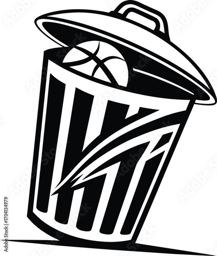 Eco-Friendly Trash Bin with Green Recycling Symbol for Environmental Campaign